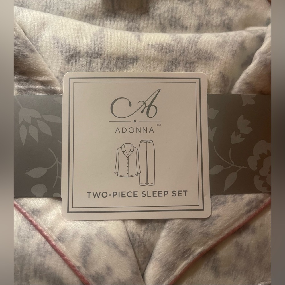 Adonna White and Gray with Pink Accent Pajama Set - Picture 2 of 5